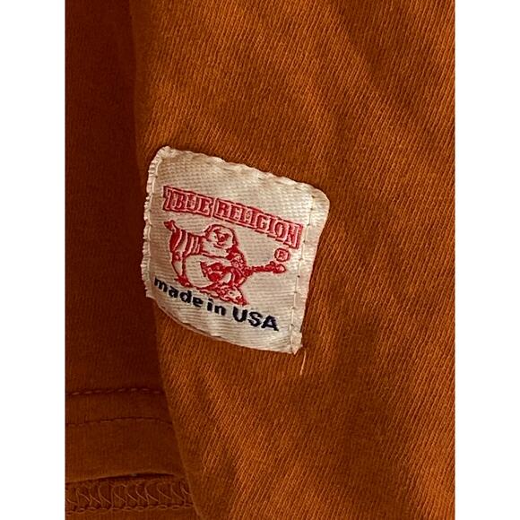 True Religion World Tour Mens t-shirt 2X XXL ss orange embroidered 100% cotton - Picture 4 of 7